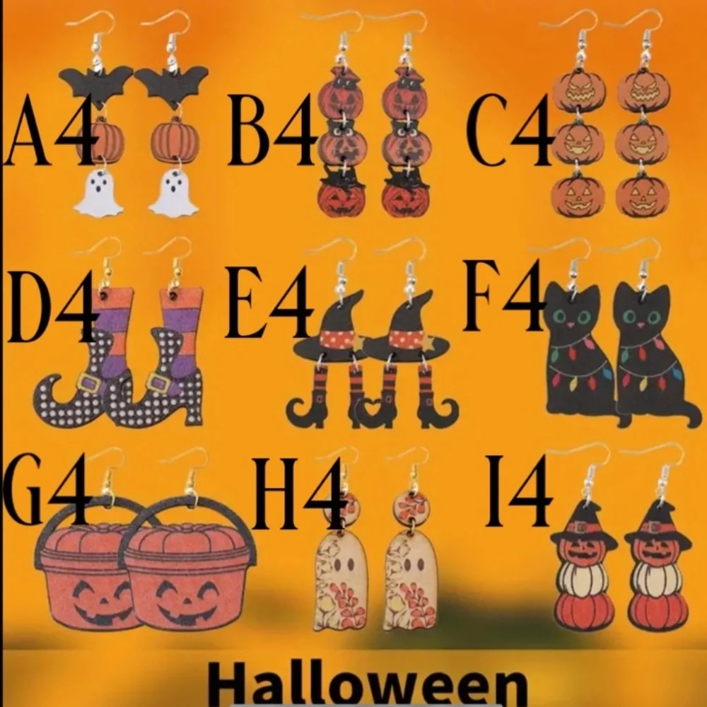 NWT! Wood Halloween Holiday Pierced Dangle Earrings! You Pick ONE Pair!